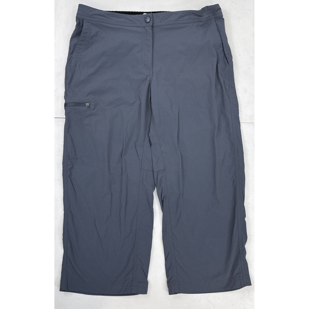 LL Bean Vista Trekking Capri Pants Womens 12 Grey Nylon Stretch Crop Adjustable